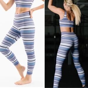Zyia Active Purple Horizon Striped High Rise Leggings Size 14-16 Gym Running